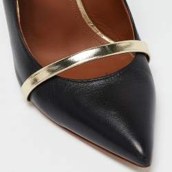 Pre Owned Malone Souliers Black/Gold Leather Maureen Mules Size 37