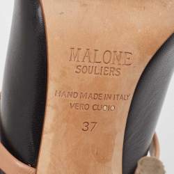 Pre Owned Malone Souliers Black/Pink Leather Maureen Mules Size 37