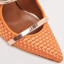 Malone Souliers Orange Woven Satin Maureen Mules Size 38