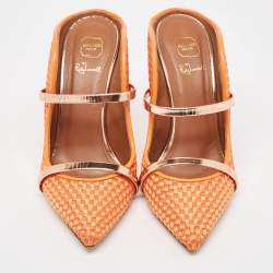 Malone Souliers Orange Woven Satin Maureen Mules Size 38