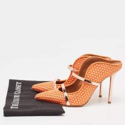 Malone Souliers Orange Woven Satin Maureen Mules Size 38