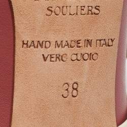 Pre Owned Malone Souliers Pink/White Leather Maureen Mules Size 38