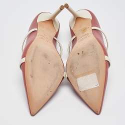 Pre Owned Malone Souliers Pink/White Leather Maureen Mules Size 38