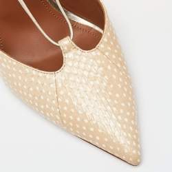 Pre Owned Malone Souliers Beige/Gold Printed Leather and Embossed Python Daria Pumps Size 40