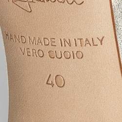 Pre Owned Malone Souliers Beige/Gold Printed Leather and Embossed Python Daria Pumps Size 40