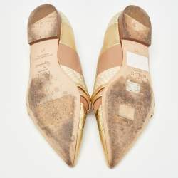 Malone Souliers Brown/Gold Leather and Embossed Python Ballet Flats Size 37