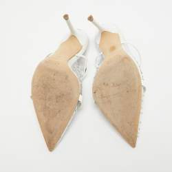 Pre Owned Malone Souliers Transparent PVC Crystal Embellished Maureen Mules Size 38.5