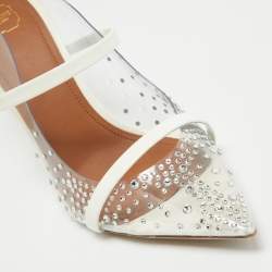 Pre Owned Malone Souliers Transparent PVC Crystal Embellished Maureen Mules Size 38.5