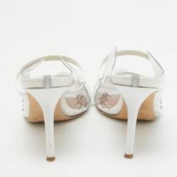 Pre Owned Malone Souliers Transparent PVC Crystal Embellished Maureen Mules Size 38.5