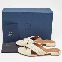 Malone Souliers Beige Leather Gavi Flat Slides Size 38