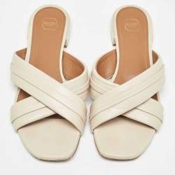 Malone Souliers Beige Leather Gavi Flat Slides Size 38