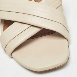 Malone Souliers Beige Leather Gavi Flat Slides Size 38