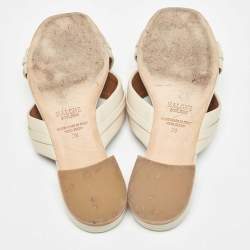 Malone Souliers Beige Leather Gavi Flat Slides Size 38