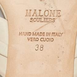 Malone Souliers Beige Leather Gavi Flat Slides Size 38