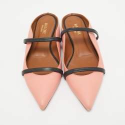 Pre Owned Malone Souliers Pink Leather Maureen Flat Mules Size 37