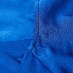 Manel Blue Satin Drape Neck Noor Cape and Gown Set S