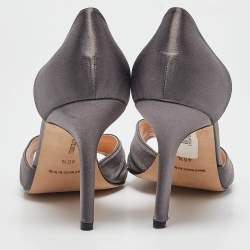 Pre Owned Manolo Blahnik Grey Satin Sedaraby Pumps Size 40.5