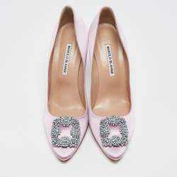 Manolo Blahnik Purple Satin Hangisi Pumps Size 40