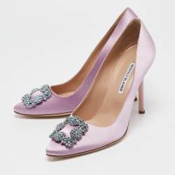 Manolo Blahnik Purple Satin Hangisi Pumps Size 40