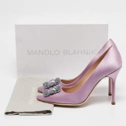 Manolo Blahnik Purple Satin Hangisi Pumps Size 40