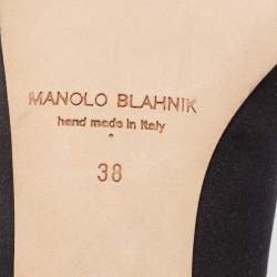 Pre Owned Manolo Blahnik Black Satin Hangisi Ballet Flats Size 38