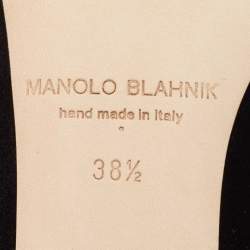 Pre Owned Manolo Blahnik Black Velvet Hangisi Ballet Flats Size 38.5