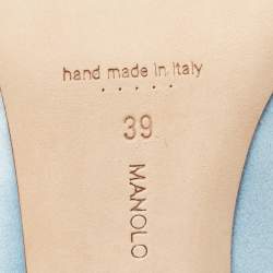 Pre Owned Manolo Blahnik Blue Satin Hangisi Opal Pumps Size 39