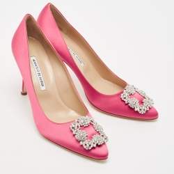 Manolo Blahnik Pink Satin Hangisi Pumps Size 39