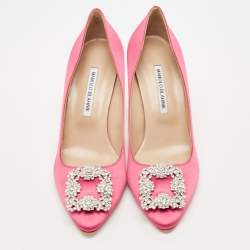 Manolo Blahnik Pink Satin Hangisi Pumps Size 39