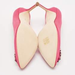 Manolo Blahnik Pink Satin Hangisi Pumps Size 39