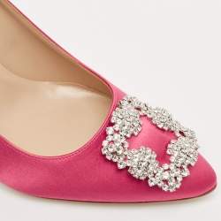 Manolo Blahnik Pink Satin Hangisi Pumps Size 39