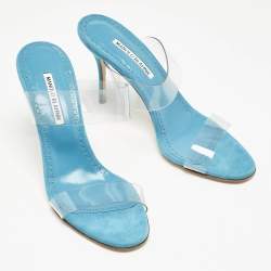 Manolo Blahnik Transparent PVC Scolto Slide Sandals Size 41