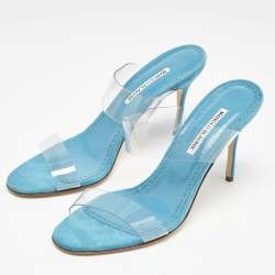 Manolo Blahnik Transparent PVC Scolto Slide Sandals Size 41