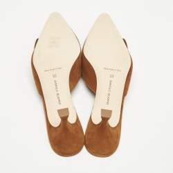 Manolo Blahnik Brown Suede Maysale Pointed Toe Mules Size 39