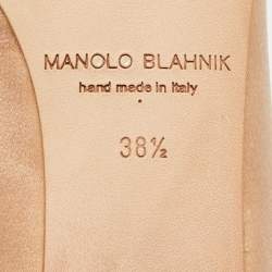 Pre Owned Manolo Blahnik Peach Satin Hangisi Ballet Flats Size 38.5