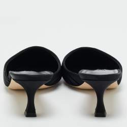 Pre Owned Manolo Blahnik Black Satin Carolynemu Mules Size 42