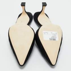 Pre Owned Manolo Blahnik Black Satin Carolynemu Mules Size 42