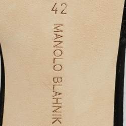 Pre Owned Manolo Blahnik Black Satin Carolynemu Mules Size 42