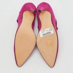 Pre Owned Manolo Blahnik Pink Suede and Patent Leather Emotiva Pumps Size 40