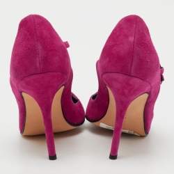 Pre Owned Manolo Blahnik Pink Suede and Patent Leather Emotiva Pumps Size 40