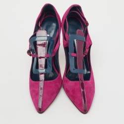 Pre Owned Manolo Blahnik Pink Suede and Patent Leather Emotiva Pumps Size 40