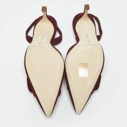 Pre Owned Manolo Blahnik Burgundy Suede Maysli Slingback Pumps Size 40