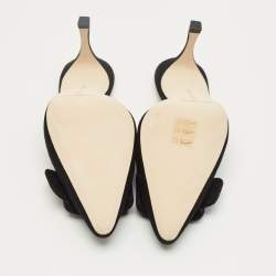 Pre Owned Manolo Blahnik Black Suede Maysale Mules Size 38