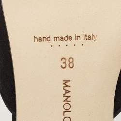 Pre Owned Manolo Blahnik Black Suede Maysale Mules Size 38