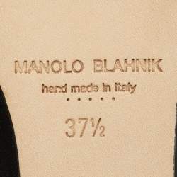 مملوكة مسبقًا حذاء باليرينا فلات مانولو بلانيك هانغيسي جلد أسود مقاس 35.5