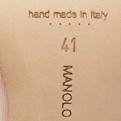 مملوكة مسبقًا حذاء كعب عالي مانولو بلانيك بي بي بولكا دوت شبكي وردي ساتان مقاس 41