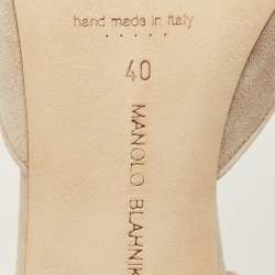 Pre Owned Manolo Blahnik Maysale Size 40 Beige Suede Mules