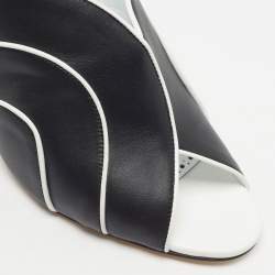 Pre Owned Manolo Blahnik Nikanor Size 41 Black/White Leather Mules