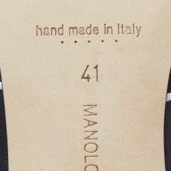 Pre Owned Manolo Blahnik Nikanor Size 41 Black/White Leather Mules