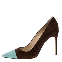 Pre Owned Manolo Blahnik Two Tone Suede Bipunta Pointed Toe Pumps Size 40.5